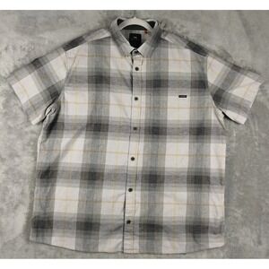 Sitka Gear Ambary Heather Gray‎ Plaid Button Down Shirt XXL Short Sleeve